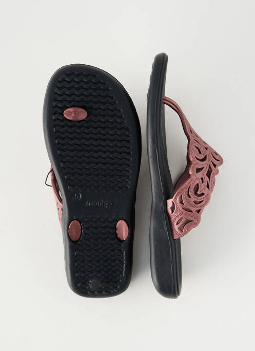 Tongs matière lisse talon plat jusqu'à 3cm marron MONIGA femme