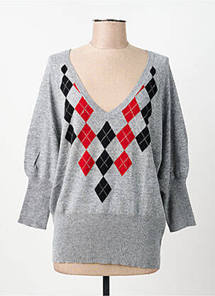 Pull tissage chiné manches 3/4 gris ESCORPION femme