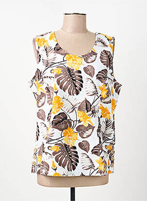 Top coupe cintrée sans manche marron SIGNATURE femme