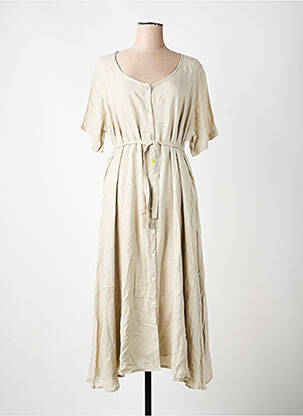 Robe longue manches courtes manches courtes beige CLODINE femme