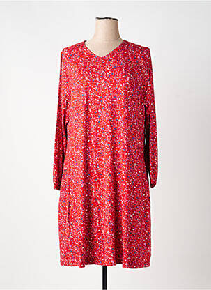 Robe mi-longue imprimé fantaisie manches longues rouge AGATHE & LOUISE femme