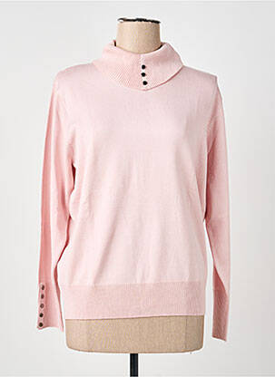Pull col roulé stretch manches longues rose MICHA femme
