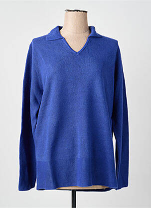 Pull coupe cintrée manches longues bleu CASHMERE FEELING femme
