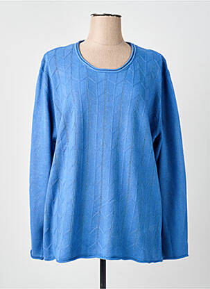 Pull coupe cintrée manches longues bleu CASHMERE FEELING femme