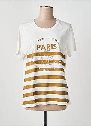 T-shirt sérigraphie manches courtes beige M.X.O femme