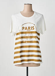 T-shirt sérigraphie manches courtes beige M.X.O femme
