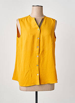 Top col v sans manche jaune TINTA STYLE femme
