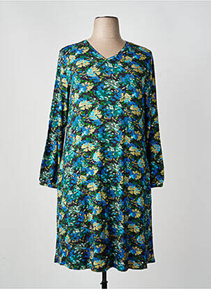 Robe mi-longue imprimé fleurs manches longues vert AGATHE & LOUISE femme