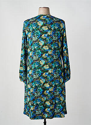 Robe mi-longue imprimé fleurs manches longues vert AGATHE & LOUISE femme