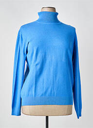 Pull col roulé maille souple et aérée manches longues bleu MARINELLO femme