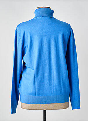 Pull col roulé maille souple et aérée manches longues bleu MARINELLO femme