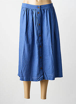 Jupe mi-longue taille à pinces bleu JENSEN femme