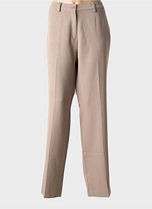Pantalon droit tissage crêpe taille normale marron LCDN femme
