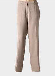 Pantalon droit tissage crêpe taille normale marron LCDN femme