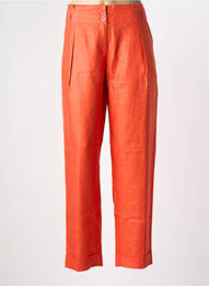 Pantalon droit tissage crêpe taille haute orange EMMANUELI femme