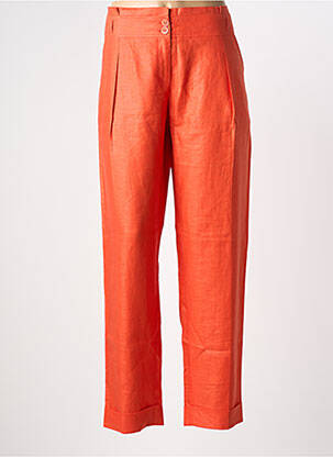 Pantalon droit tissage crêpe taille haute orange EMMANUELI femme