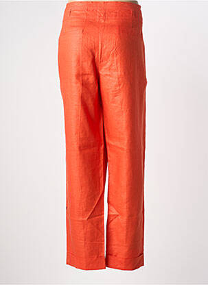 Pantalon droit taille à pinces taille haute orange EMMANUELI femme