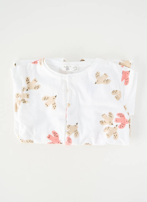 Pyjama fermeture pressionnée blanc BABY BOL fille