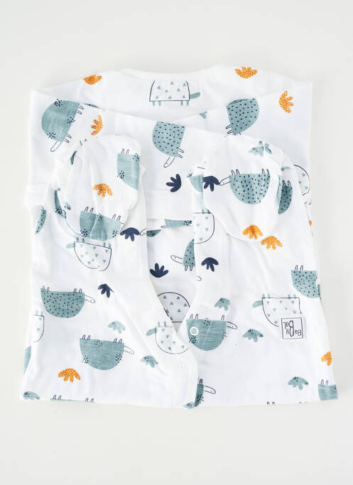 Pyjama fermeture pressionnée blanc BABY BOL garcon