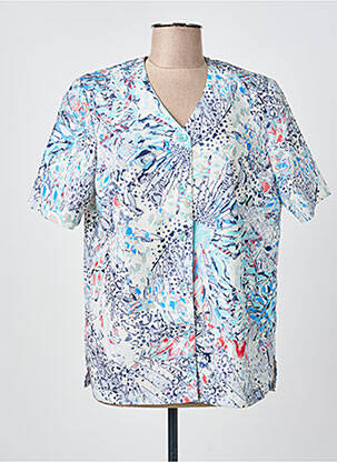 Chemisier coupe droite manches courtes bleu GUY DUBOUIS femme