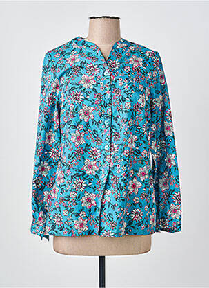 Chemisier imprimé fleurs manches longues bleu GUY DUBOUIS femme