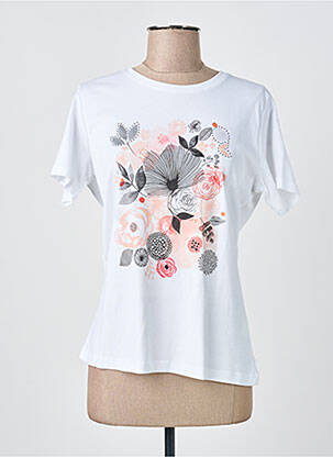 T-shirt sérigraphie avec strass manches courtes blanc GUY DUBOUIS femme