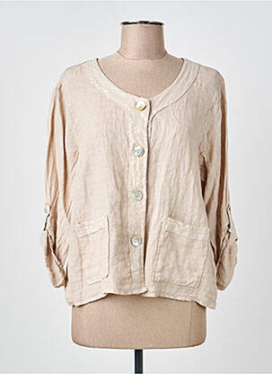 Chemisier coupe cintrée manches longues beige COULEURS DU TEMPS femme