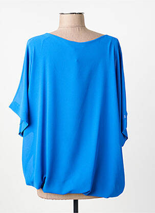 Top col rond manches 3/4 bleu COULEURS DU TEMPS femme