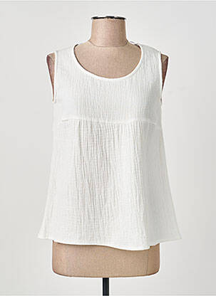 Top coupe cintrée sans manche beige GUY DUBOUIS femme