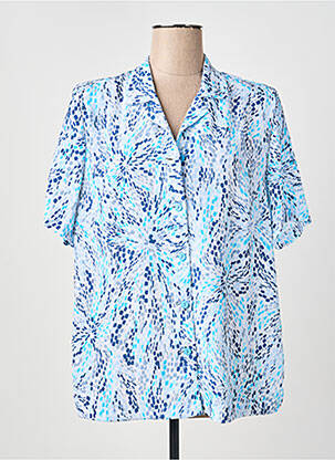 Chemisier coupe cintrée manches courtes bleu FRANCE RIVOIRE femme