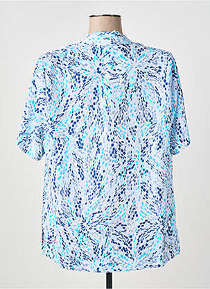 Chemisier coupe cintrée manches courtes bleu FRANCE RIVOIRE femme