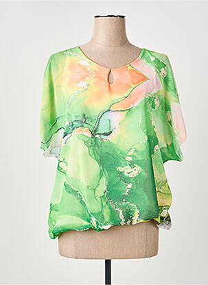 Top col rond manches 3/4 vert COULEURS DU TEMPS femme