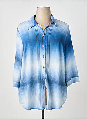 Chemisier tissage crêpe manches longues bleu GUY DUBOUIS femme