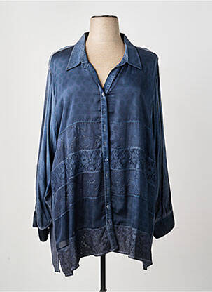 Chemisier coupe droite manches longues bleu MERI & ESCA femme