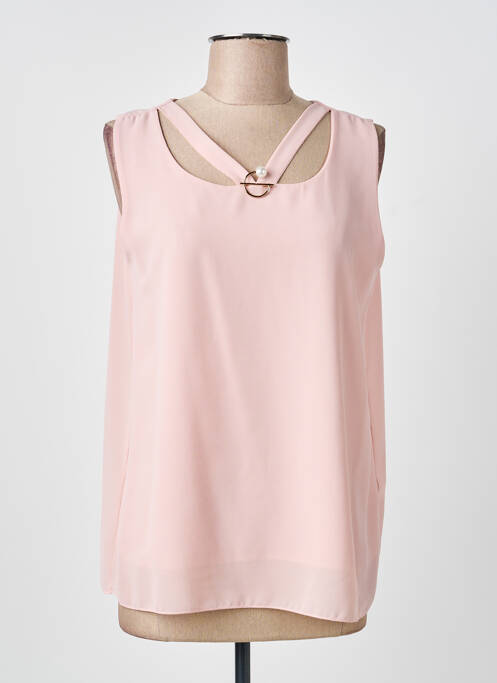 Top col carré sans manche rose COULEURS DU MONDE femme