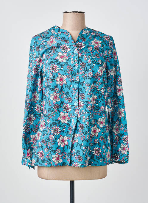 Chemisier imprimé fleurs manches longues bleu GUY DUBOUIS femme