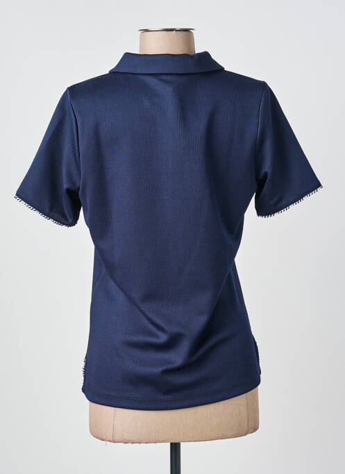 Polo fermeture boutonnée sur le devant manches courtes bleu GUY DUBOUIS femme