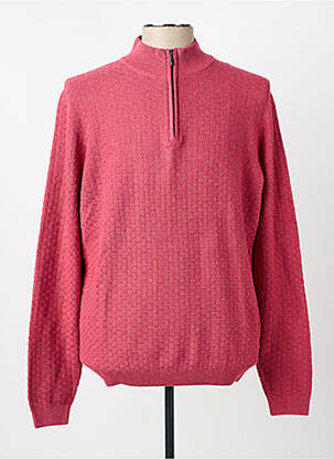 Pull maille souple et aérée manches longues rose FYNCH-HATTON homme