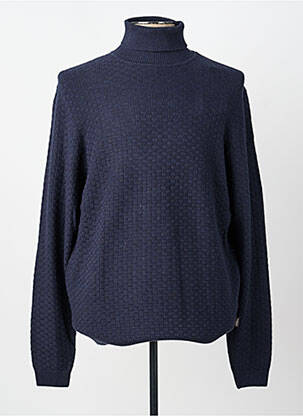 Pull col roulé maille torsadée manches longues bleu FYNCH-HATTON homme