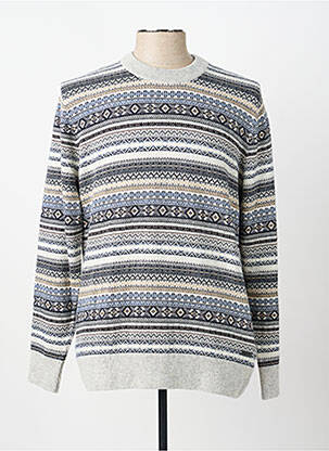 Pull tissage jacquard manches longues gris PIERRE CARDIN homme