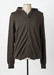 Gilet manches longues tissage chiné marron MONTE CARLO homme
