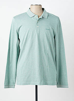 Polo tissage chiné manches longues vert PIERRE CARDIN homme