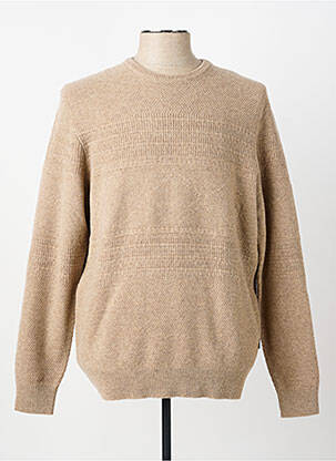 Pull tissage chiné manches longues beige FYNCH-HATTON homme