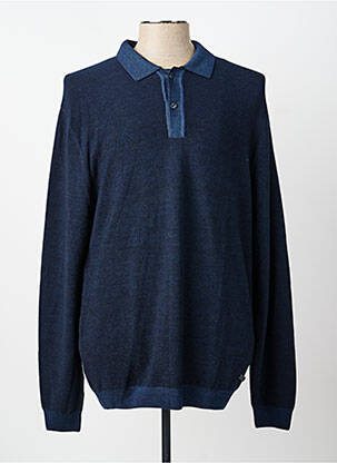 Pull col polo manches longues bleu PIERRE CARDIN homme
