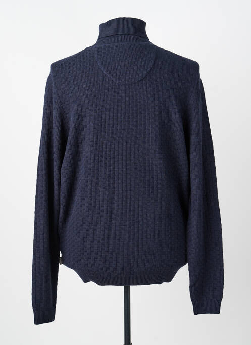 Pull col roulé maille torsadée manches longues bleu FYNCH-HATTON homme