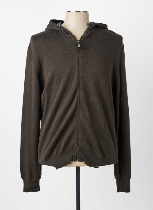 Gilet manches longues tissage chiné marron MONTE CARLO homme