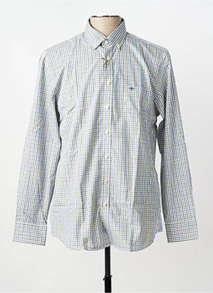 Chemise manches longues imprimé carreaux bleu FYNCH-HATTON homme
