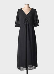 Robe longue manches courtes manches courtes noir KAFFE femme