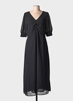 Robe longue manches courtes manches courtes noir KAFFE femme