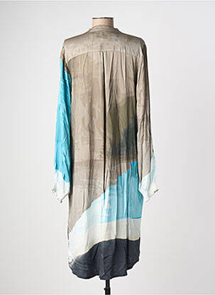 Robe mi-longue coupe fluide manches longues bleu NÜ femme